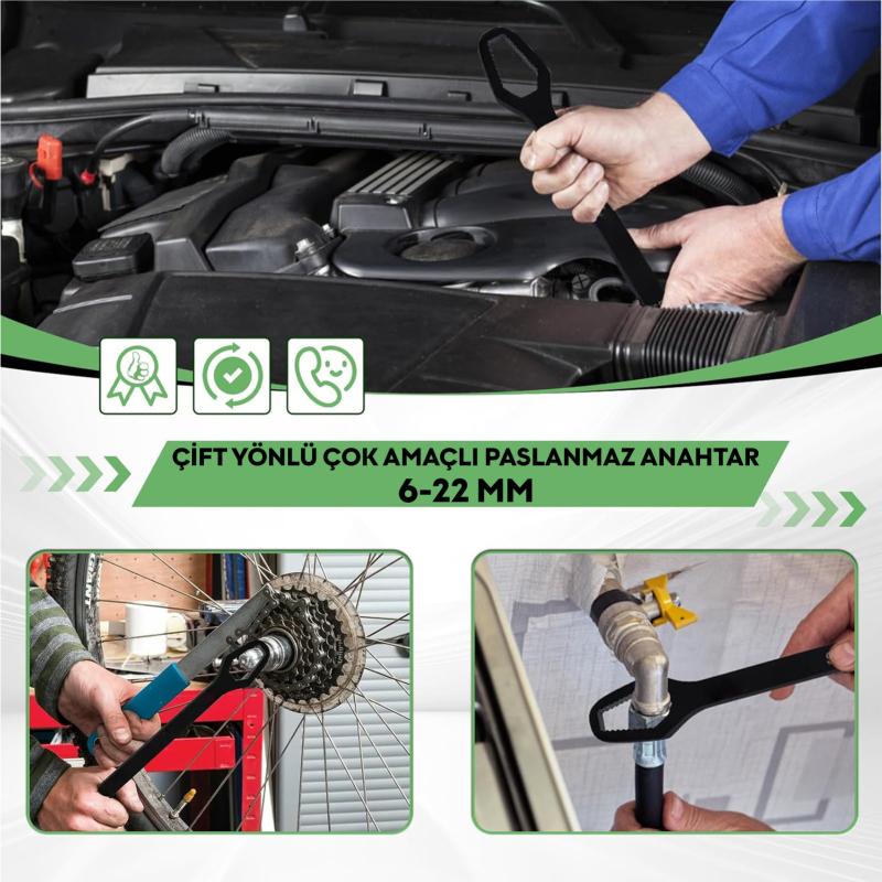 Çift Yönlü Çok Amaçlı Paslanmaz Anahtar  6 – 22 mm
